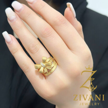 انگشتر نقره پاپیون رنگ طلایی