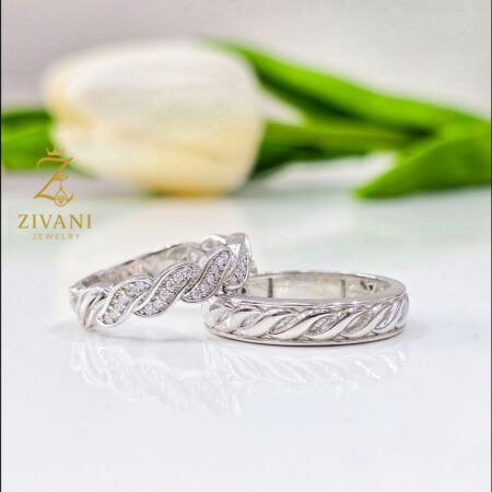 حلقه ست نقره طرح بافت نمای نزدیک