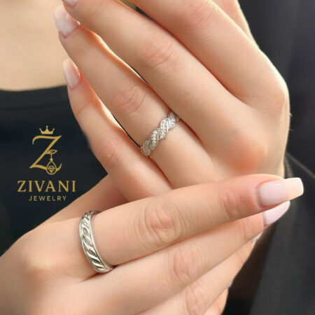 حلقه ست نقره طرح بافت