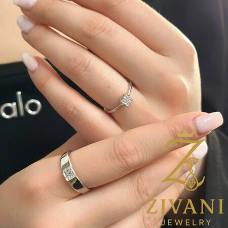 حلقه ست نقره نگین مربعی