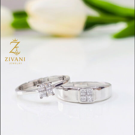 حلقه ست نقره نگین مربعی