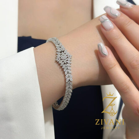 دستبند نقره زنانه مجلسی جواهری