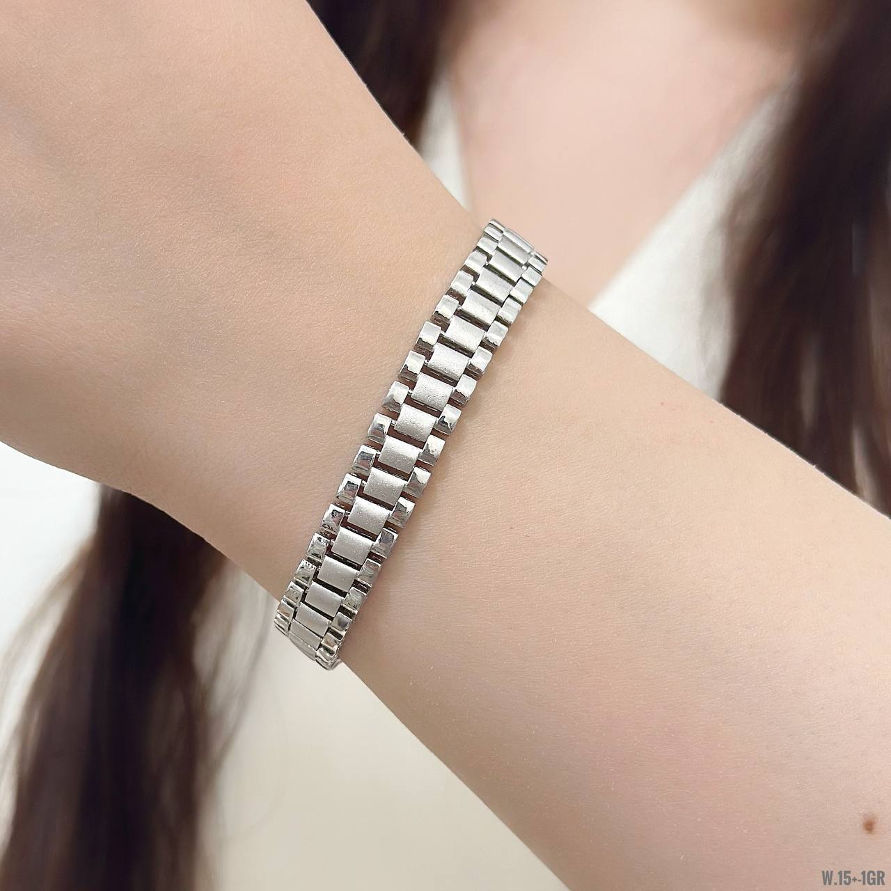 دستبند نقره زنانه رولکس نقره ای - Image 3