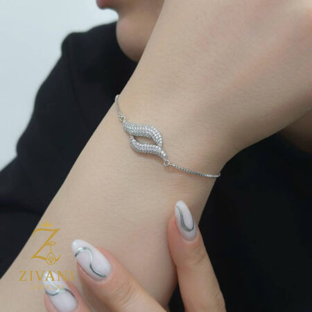 دستبند نقره زنانه طرح موج