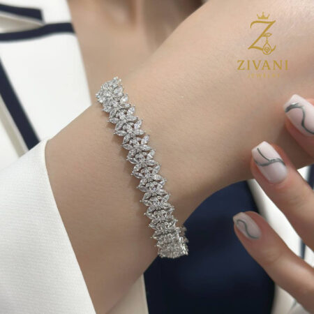 دستبند نقره زنانه طرح پروانه نگین مارکیز