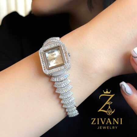 ساعت نقره زنانه جواهری