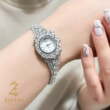 ساعت نقره زنانه نگین باگت