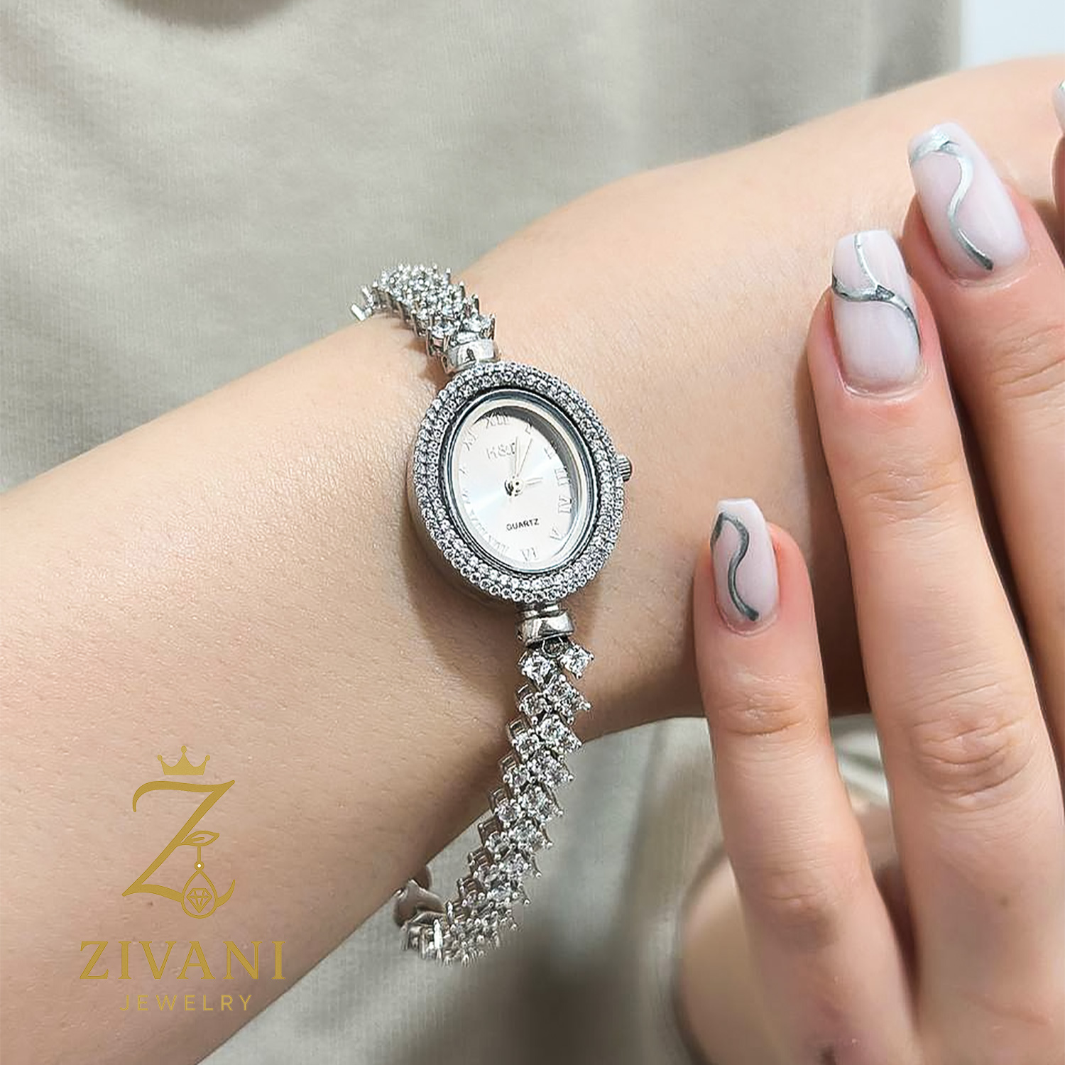 ساعت نقره زنانه پرنس صفحه بیضی