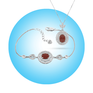 ست دستبند و گردنبند نقره عیار 925