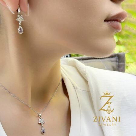 نیم ست نقره زنانه اشک و گل