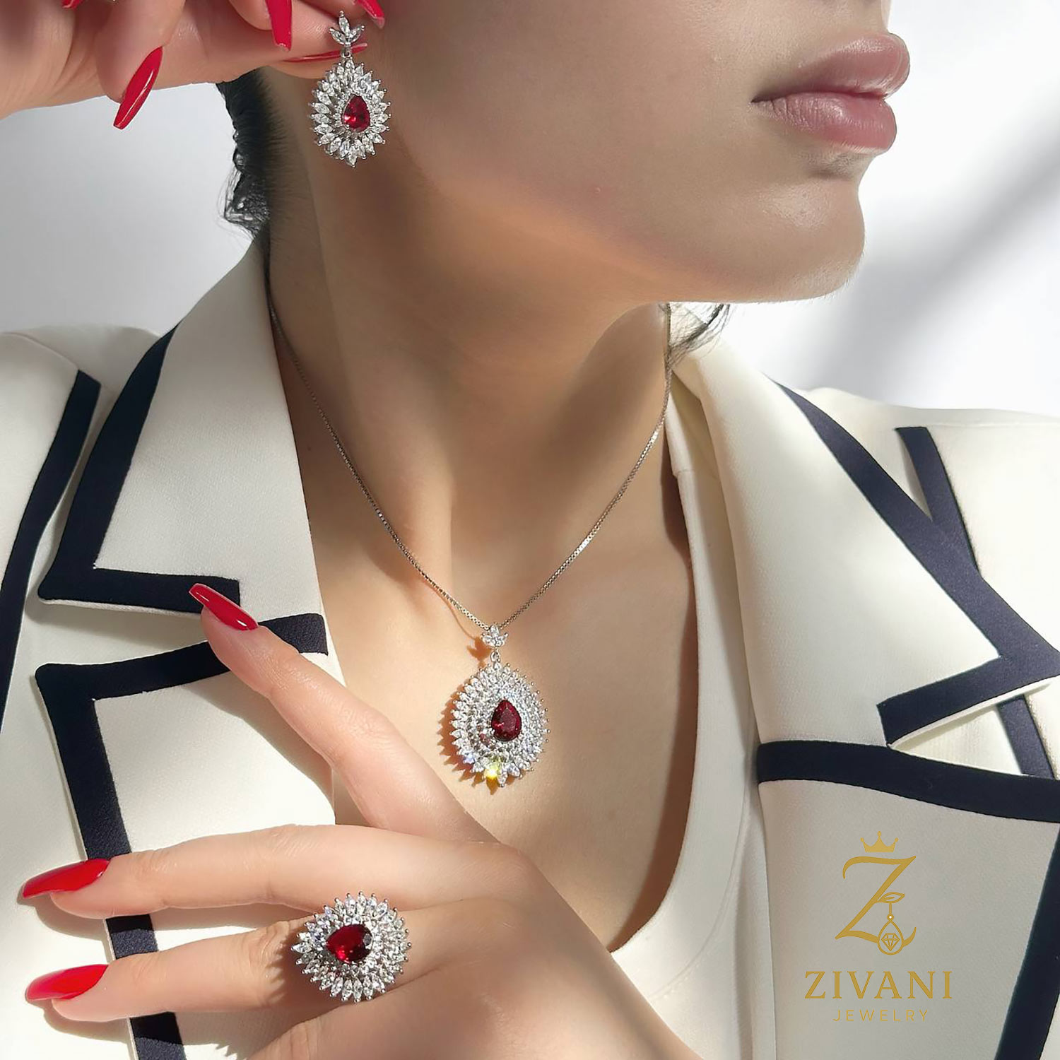 نیم ست نقره زنانه اشک