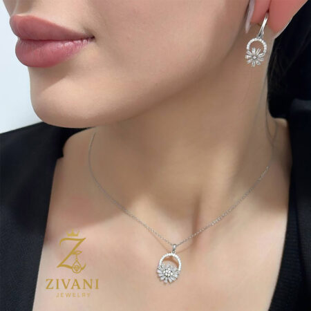 نیم ست نقره زنانه طرح گل