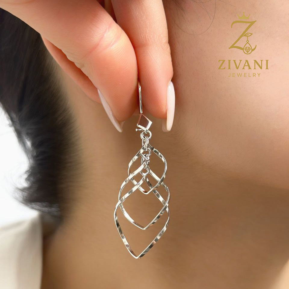 گوشواره نقره آویزی نقره ای