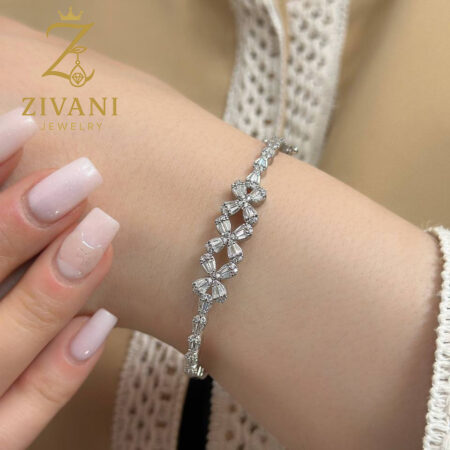 دستبند نقره زنانه النگویی طرح فلاور