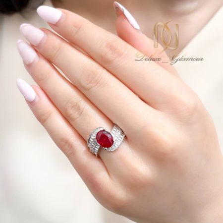 انگشتر نقره زنانه نگین قرمز zi-r-18 طرح خاص و مجلسی
