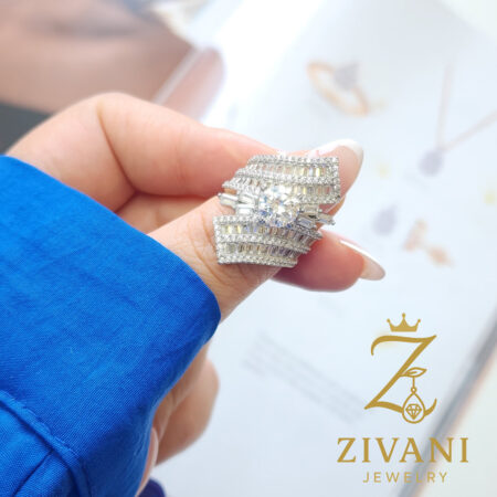 انگشتر نقره زنانه سولیتر پر نگین