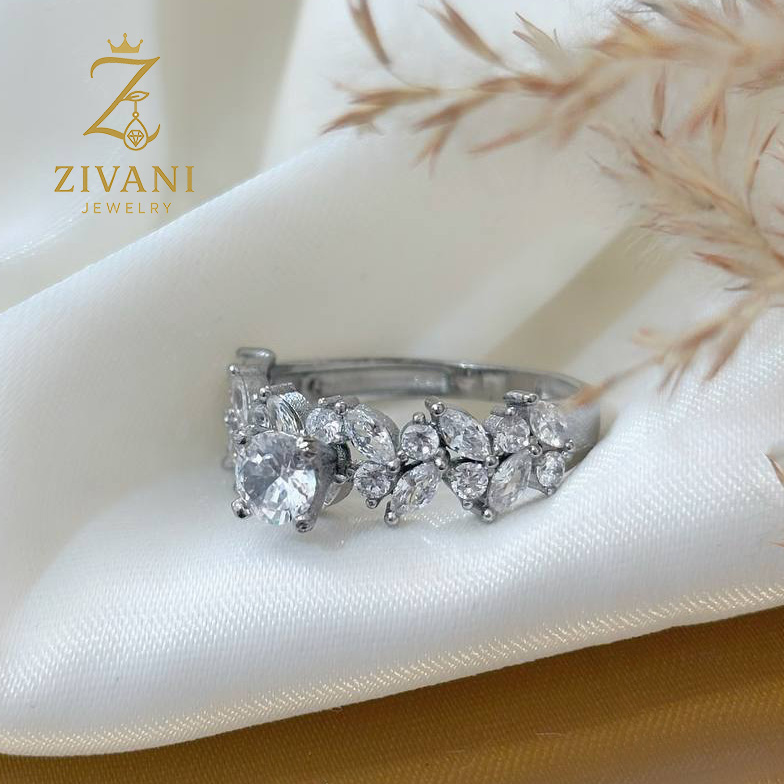 انگشتر نقره زنانه مجلسی سولیتر