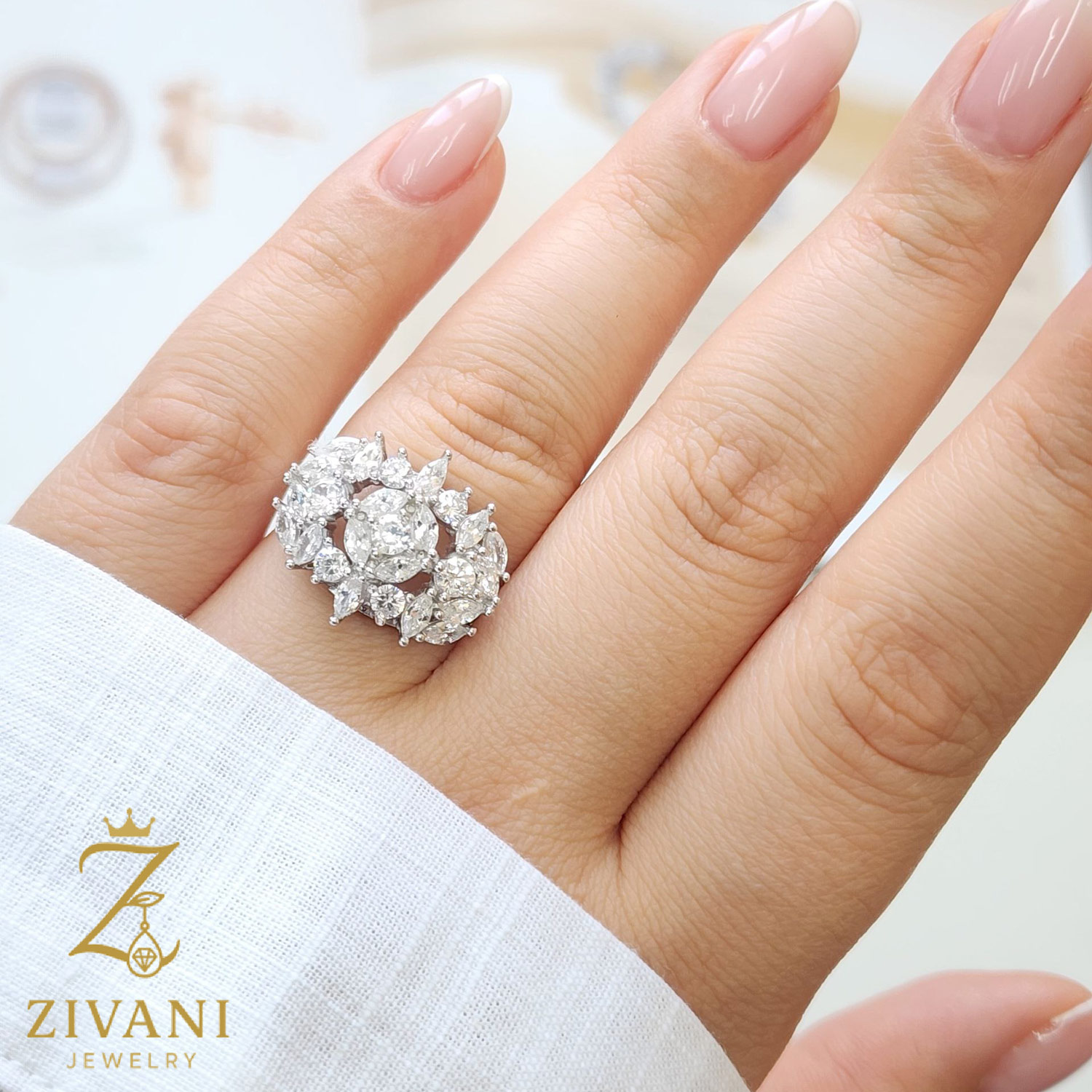 انگشتر نقره زنانه مجلسی نگین دار