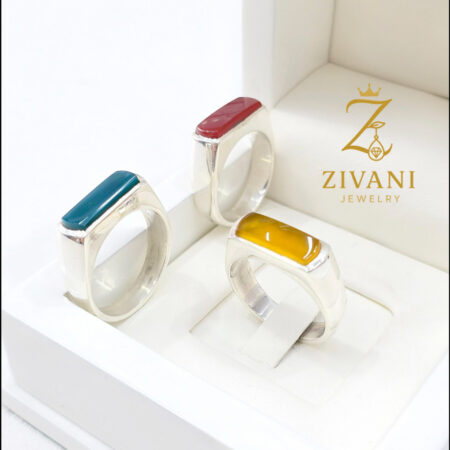 انگشتر نقره مردانه دست ساز در با سنگ های متنوع