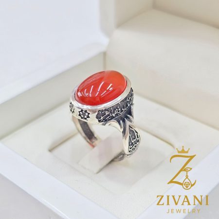 انگشتر نقره مردانه دستساز عقیق یمنی