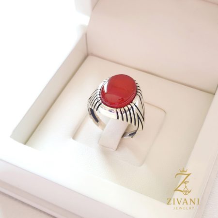 انگشتر نقره مردانه عقیق zi-a-7- عقیق خراسانی