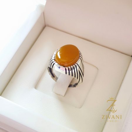 انگشتر نقره مردانه عقیق zi-a-7- یمنی