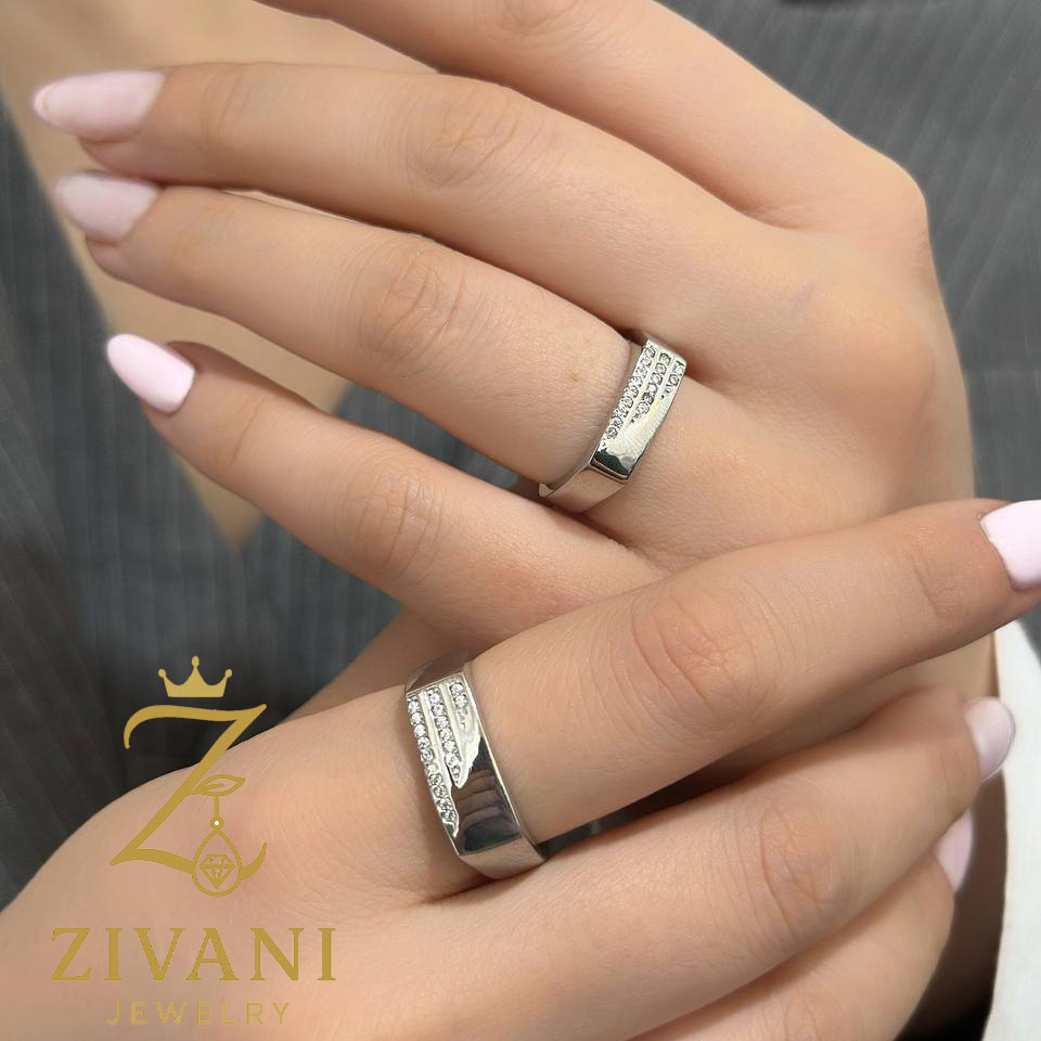 حلقه ست نقره آینه ای نگین دار