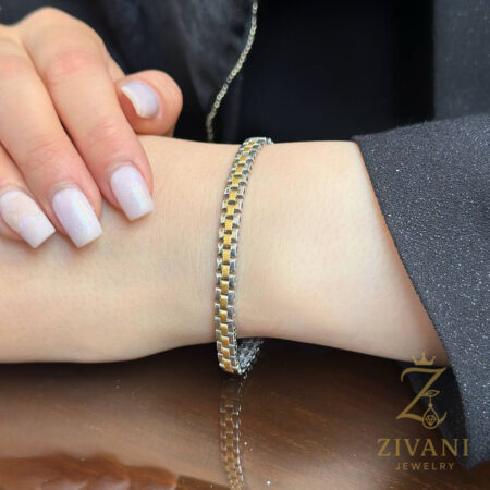 دستبند نقره زنانه رولکس دو رنگ ظریف