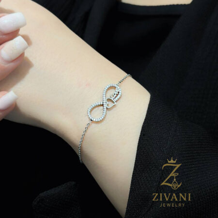 دستبند نقره زانه زنجیری بی نهایت و لاو عاشقانه