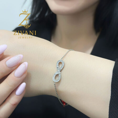 دستبند نقره زنانه بی نهایت و پروانه زنجیری