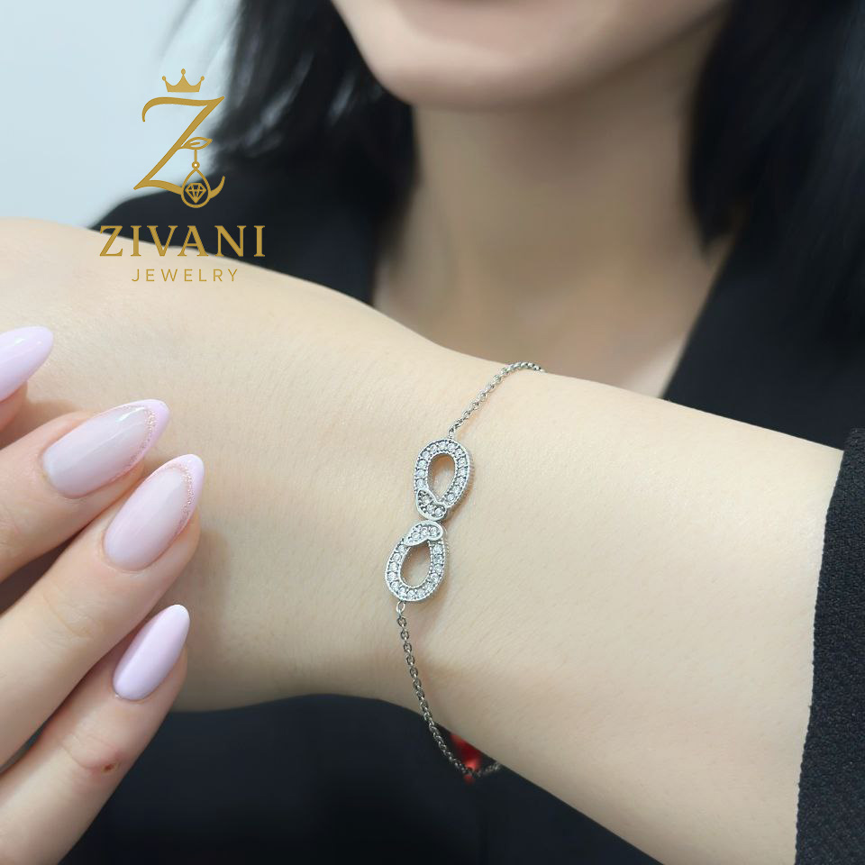 دستبند نقره زنانه بی نهایت و پروانه زنجیری