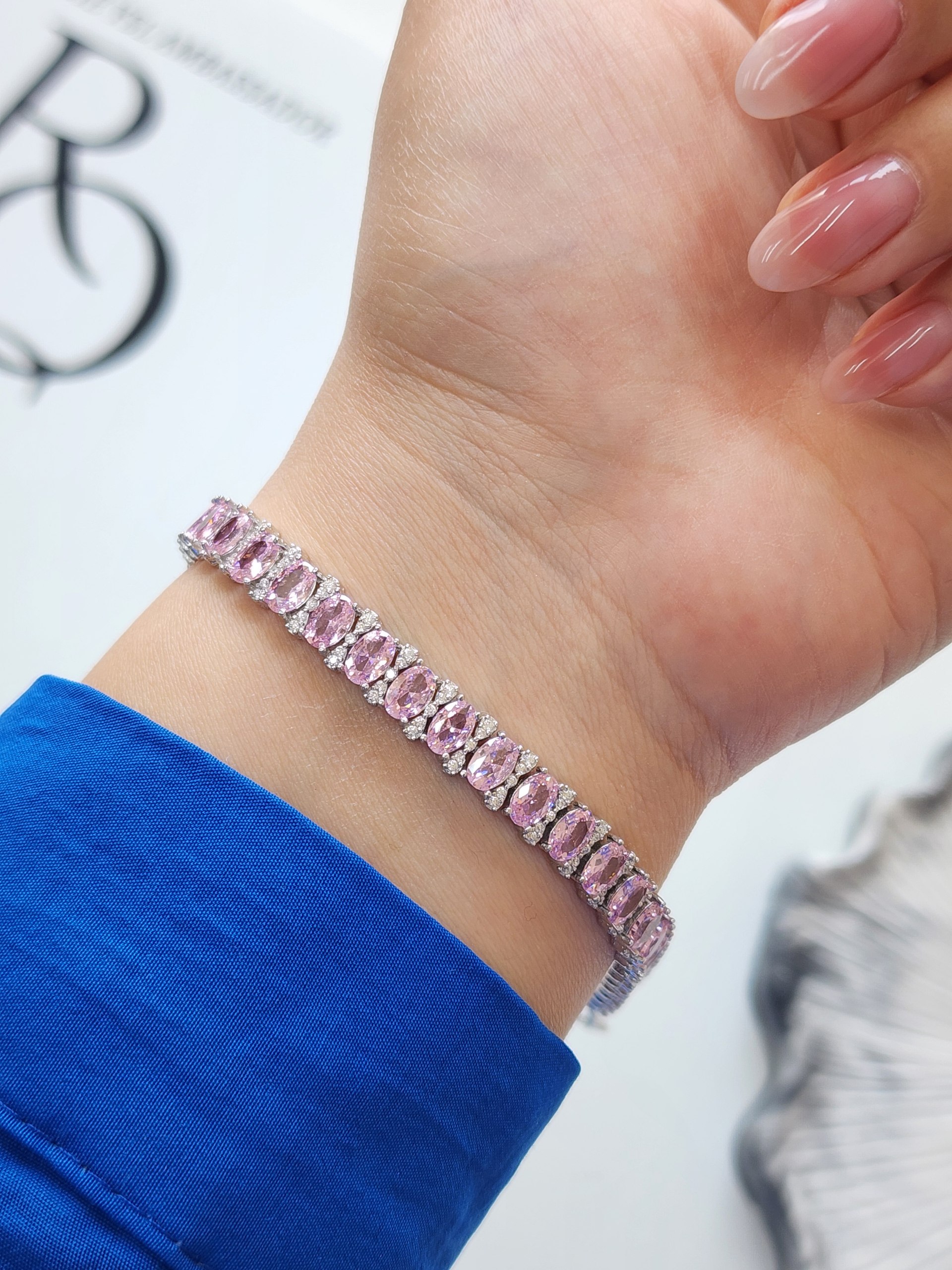 دستبند نقره زنانه نگین رنگی - Image 6