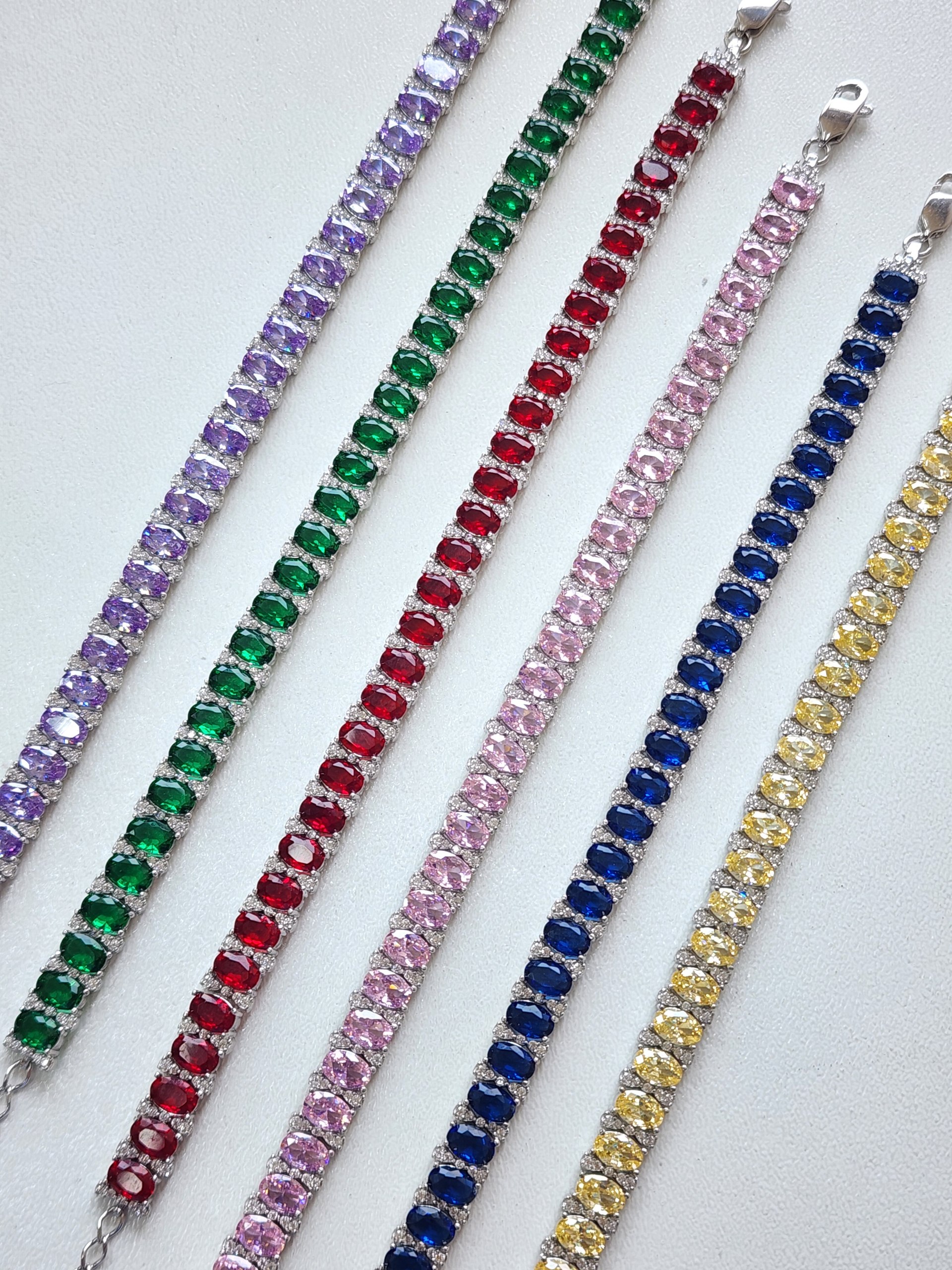 دستبند نقره زنانه نگین رنگی zi-b-44