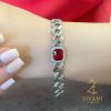دستبند کارتیر نقره zi-b-43 نگین قرمز