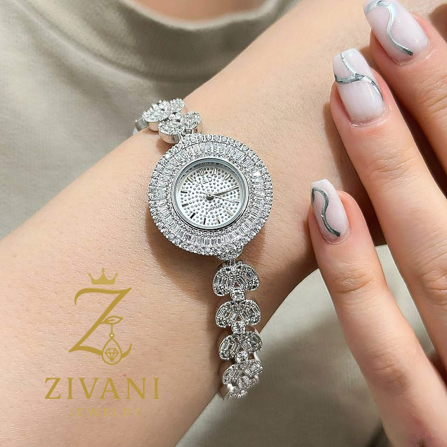 ساعت نقره زنانه جواهری