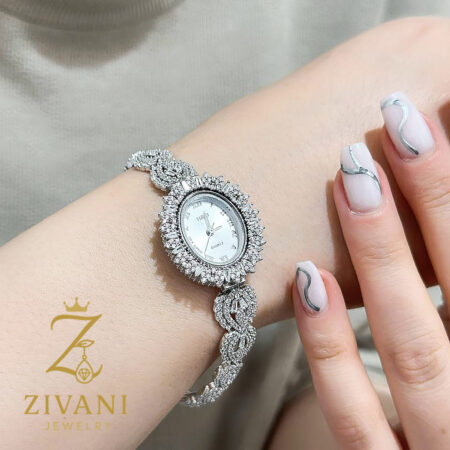 ساعت نقره زنانه طرح برگ