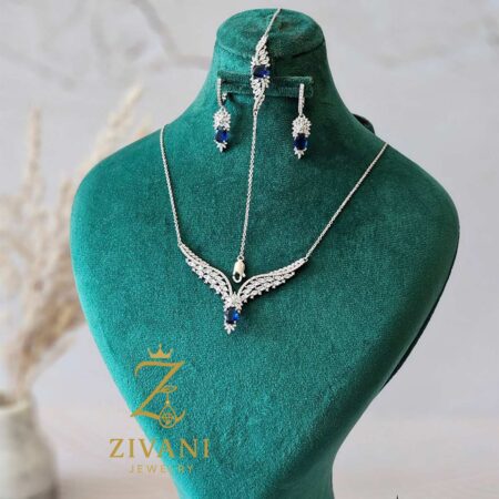 سرویس نقره زنانه جواهری نگین سرمه ای