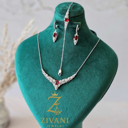 سرویس نقره زنانه نگین قرمز