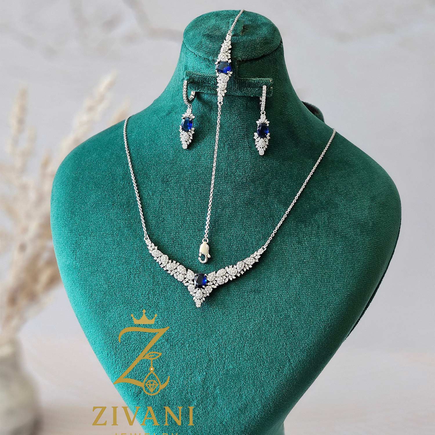 سرویس نقره زنانه نگین سرمه ای