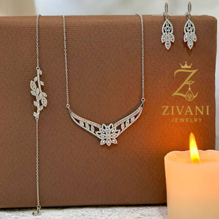 سرویس نقره زنانه ظریف نگین دار