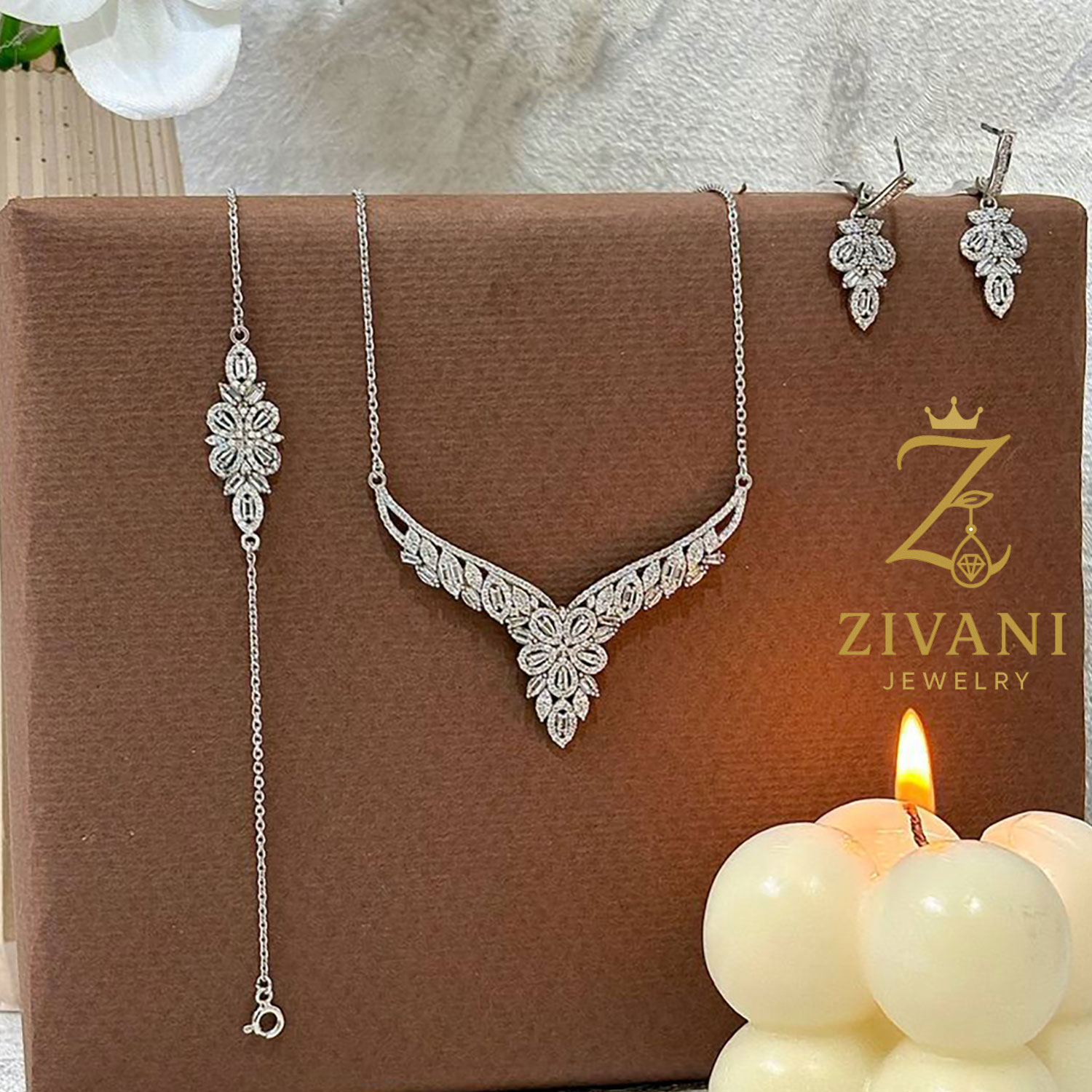 سرویس نقره زنانه مدل گل