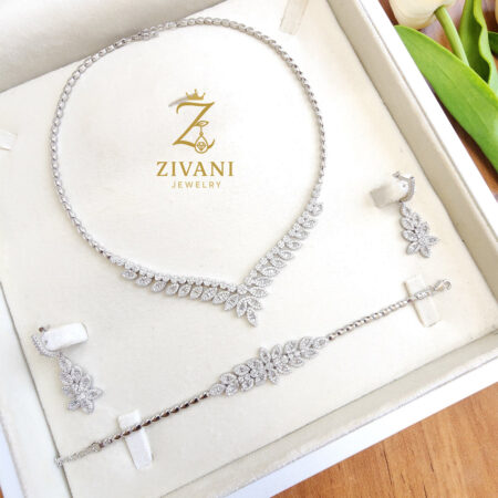 سرویس نقره زنانه مشابه طلا سفید