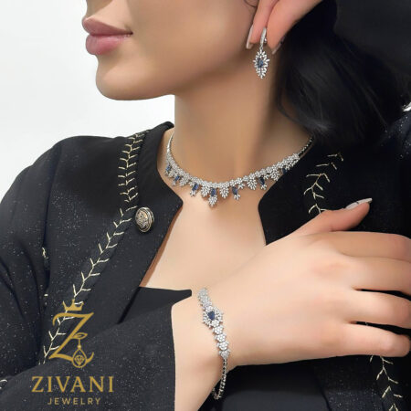 سرویس نقره زنانه نگین سرمه ای