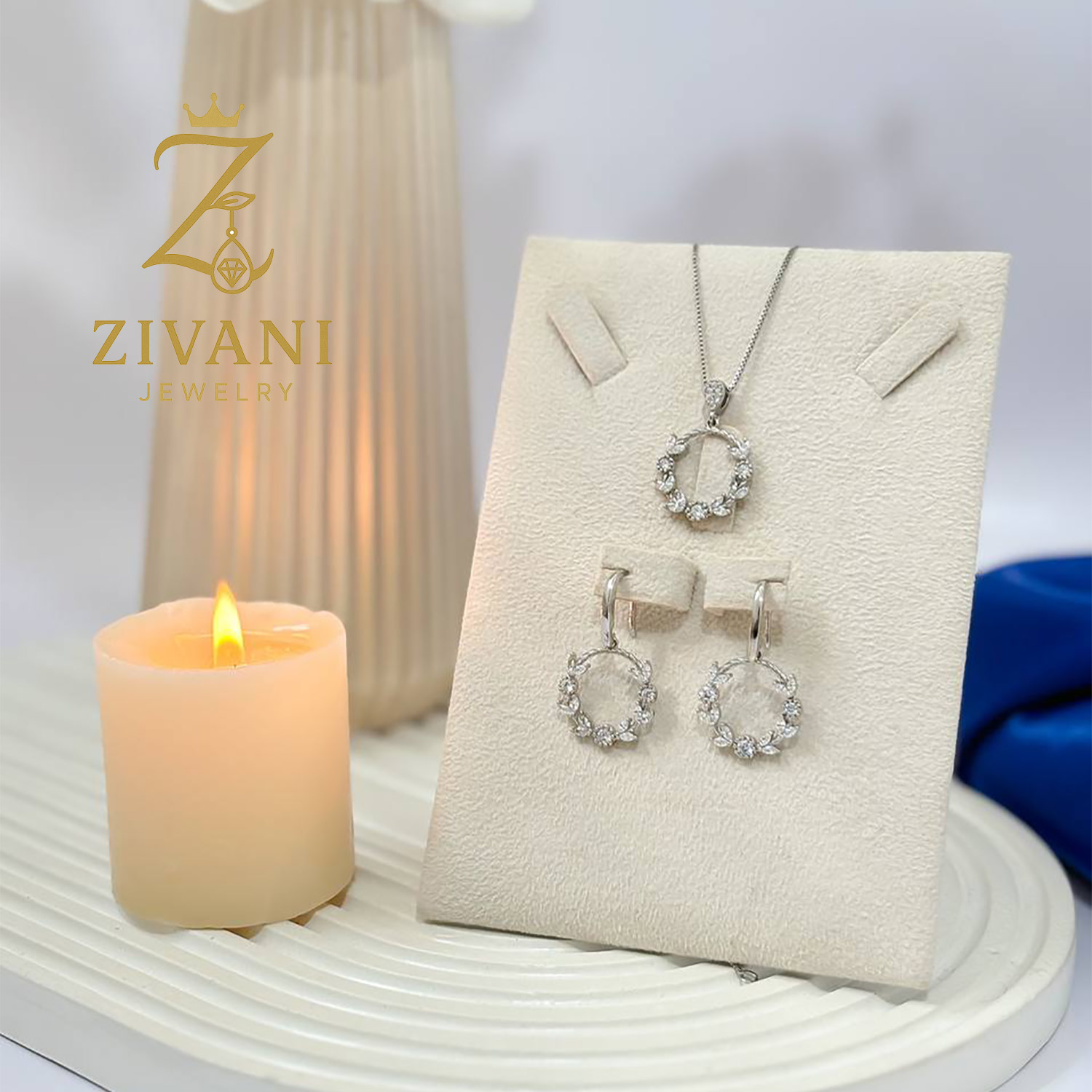 نیم ست نقره زنانه تاج برگ زیتون