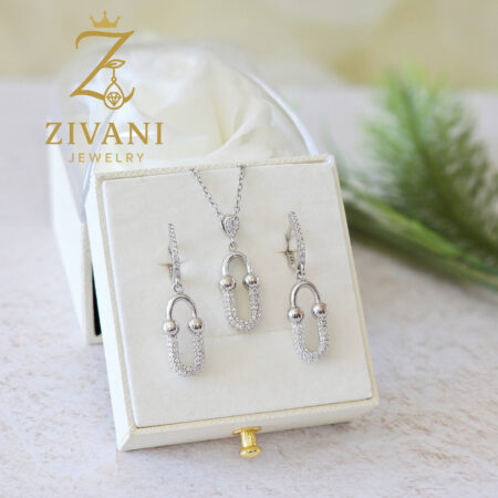 نیم ست نقره زنانه تیفانی نگین دار