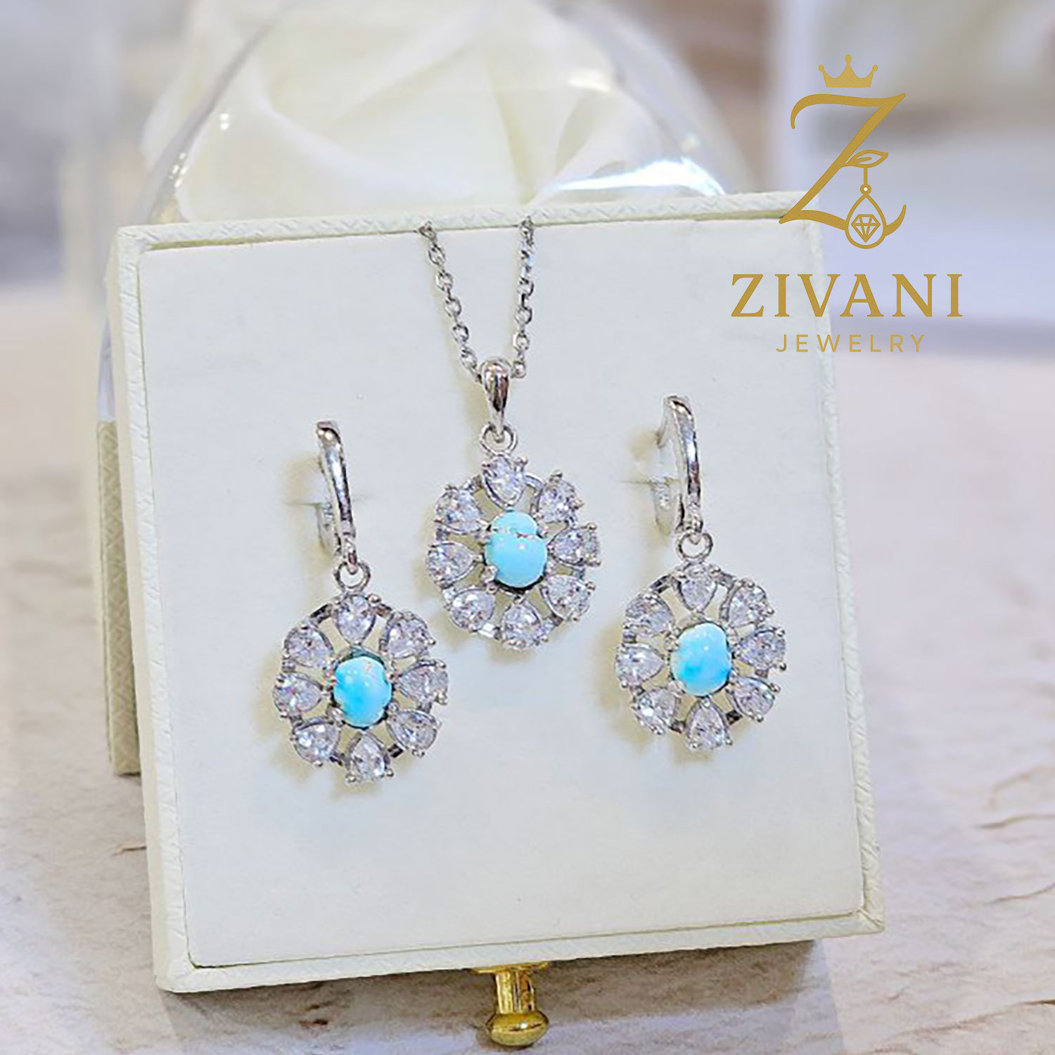 نیم ست نقره زنانه فیروزه نیشابور