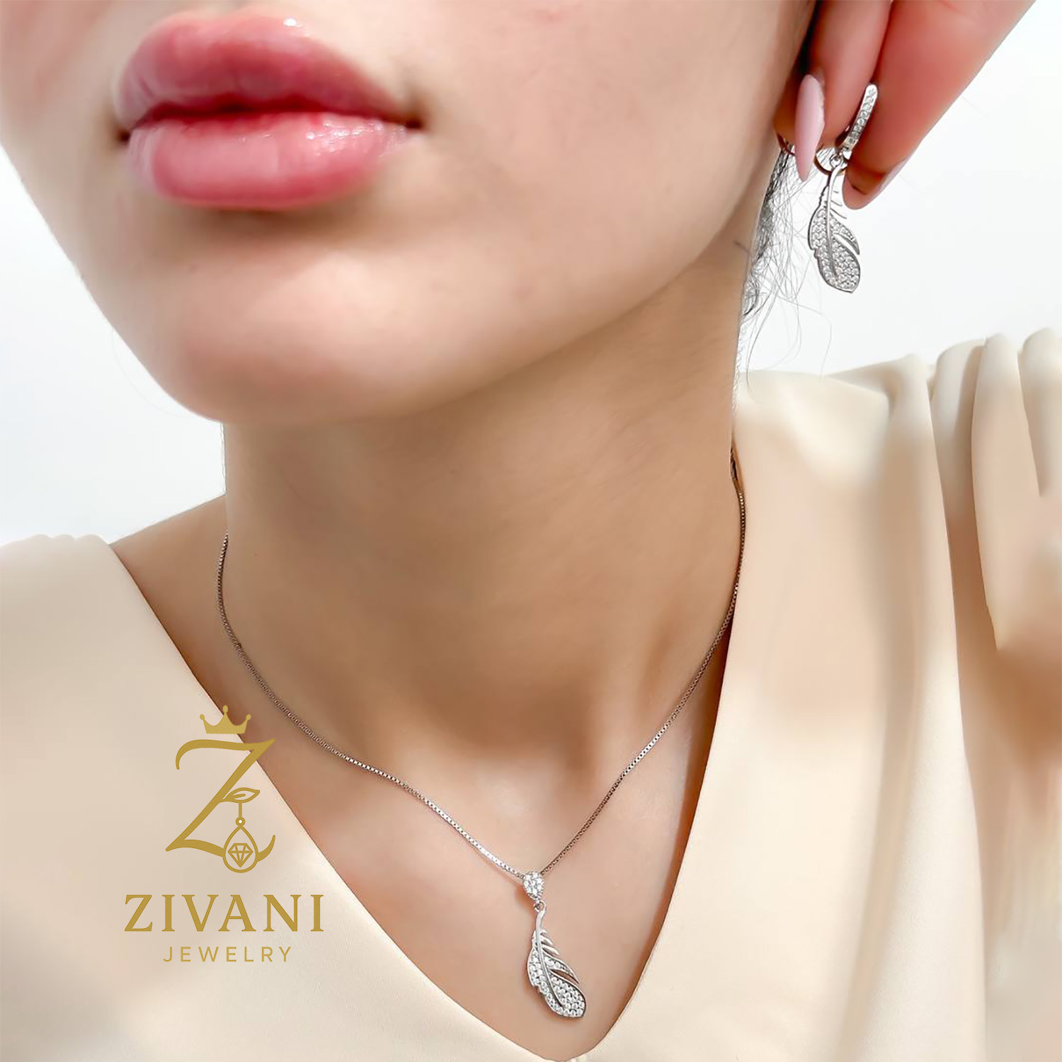 نیم ست نقره زنانه مدل پر