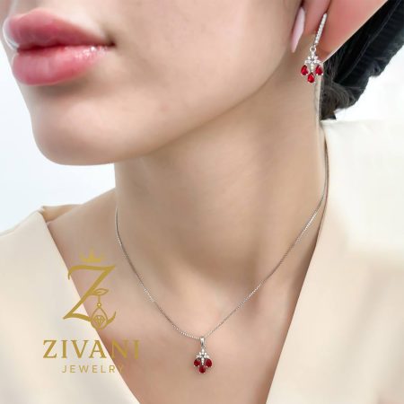 نیم ست نقره زنانه نگین قرمز