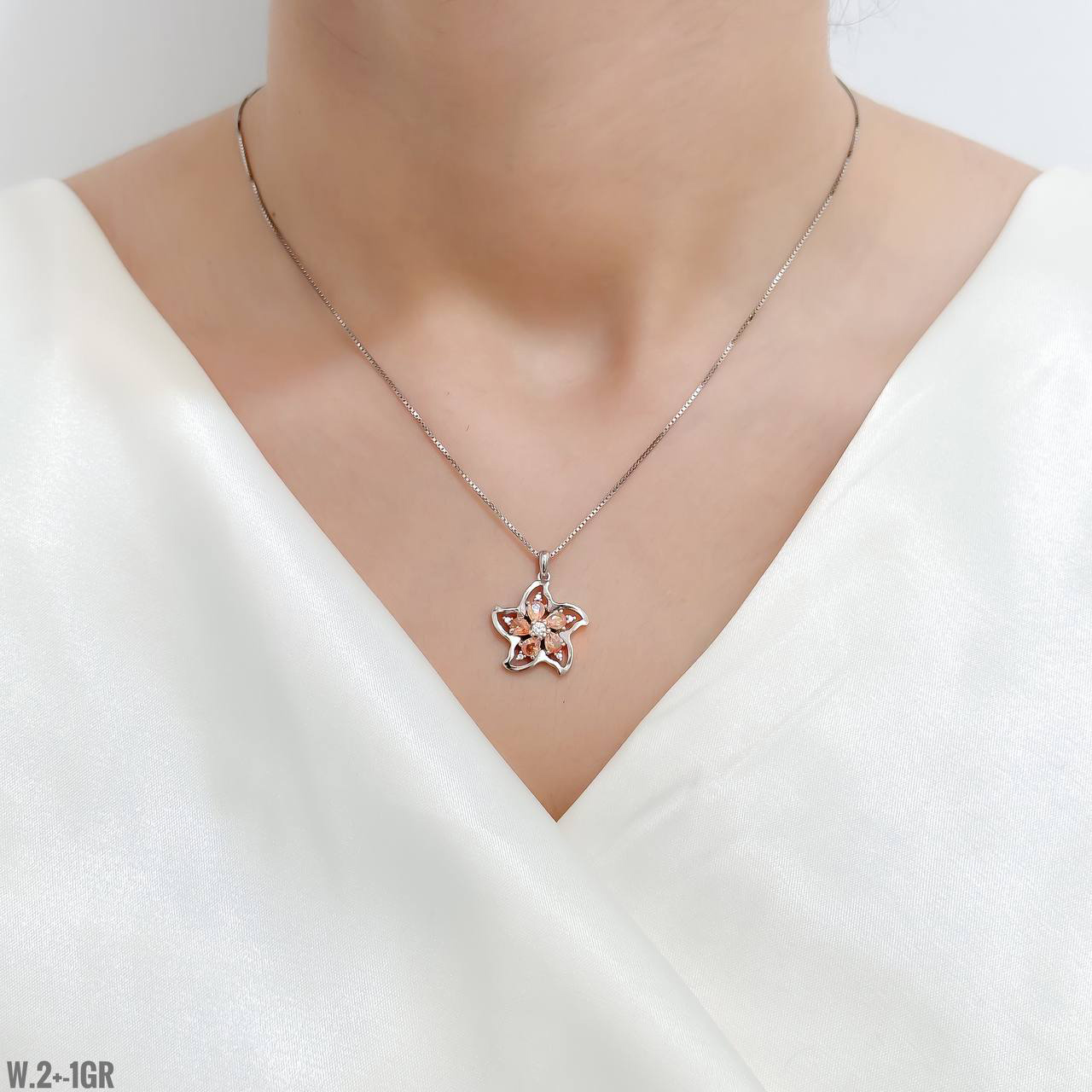 گردنبند نقره فلاور گل نارنجی