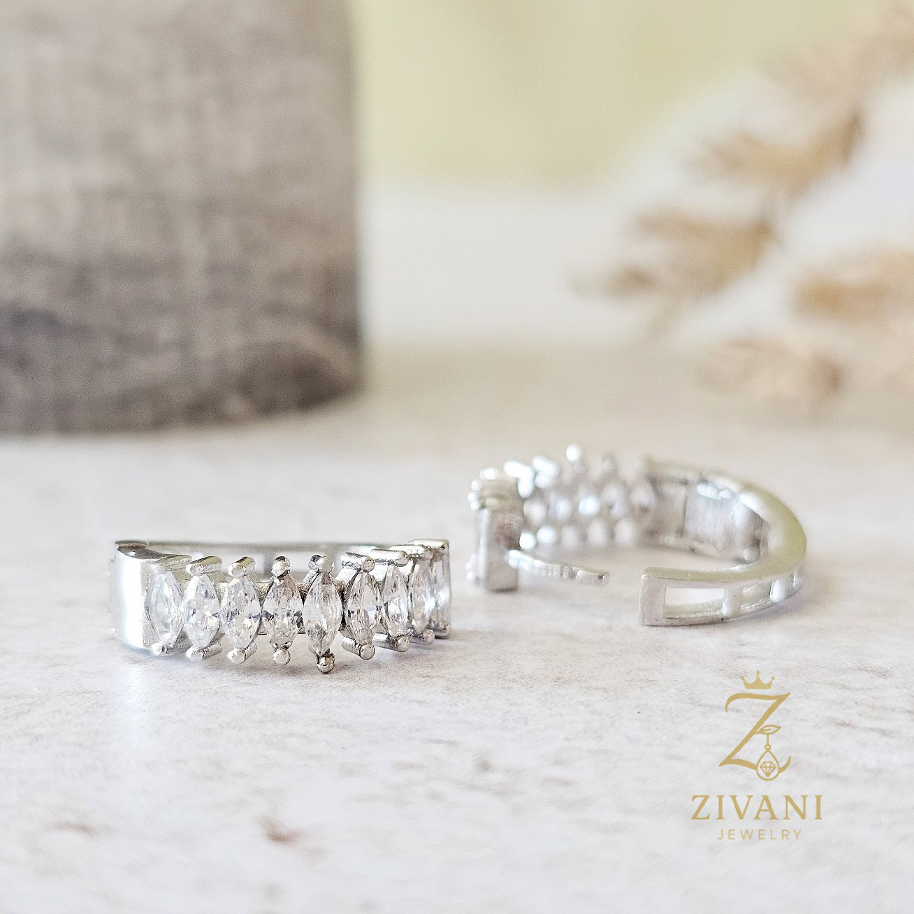 گوشواره نقره مجلسی روگوشی